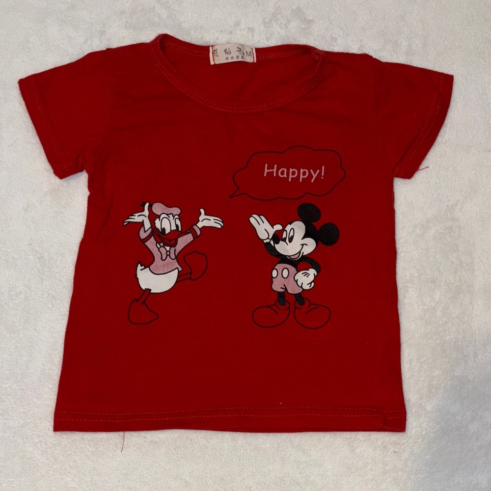 Disney Red Kids T-Shirt with Mickey and Donald Design
